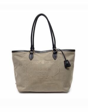 Prada Logo Jacquard Tote Bag in Corda/Bruciato Color (Model 1BG158)